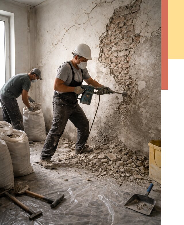 Демонтаж штукатурки со стен в Муроме от 7351 руб/м² — быстро и недорого | ОТДЕЛОЧНИК-Мум