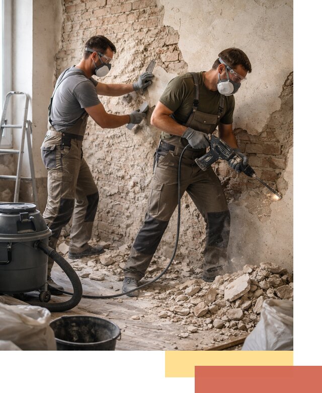 Демонтаж штукатурки со стен в Муроме быстро и аккуратно