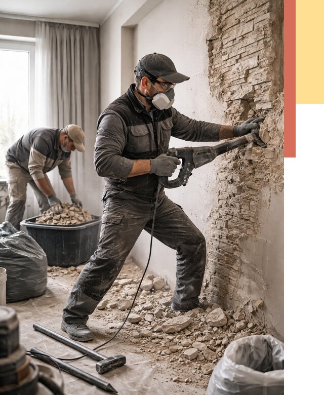 Демонтаж декоративного камня в Муроме от 1480 руб/м² — быстро и недорого | ОТДЕЛОЧНИК-Мум