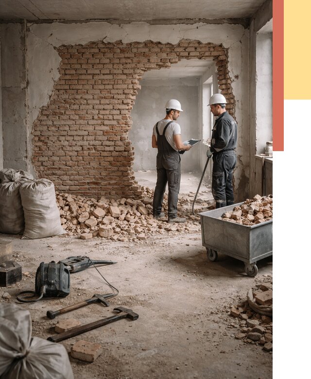 Демонтаж кирпичных стен в Муроме от 4288 руб. — быстро, недорого, под ключ | ОТДЕЛОЧНИК-Мум