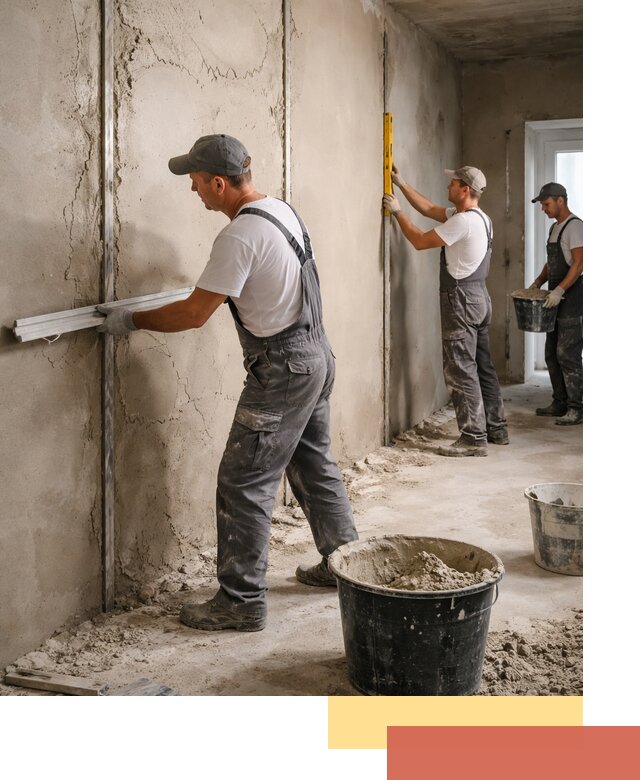 Штукатурка стен по маякам в Муроме — точная и ровная поверхность