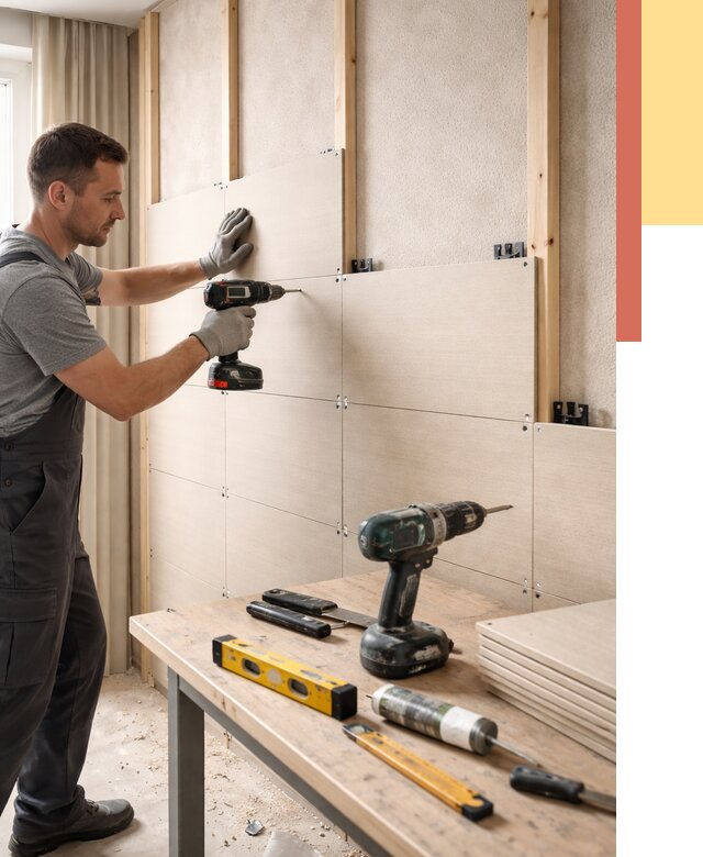 Монтаж МДФ панелей на стены в Муроме от 1276 руб. под ключ | ОТДЕЛОЧНИК-Мум