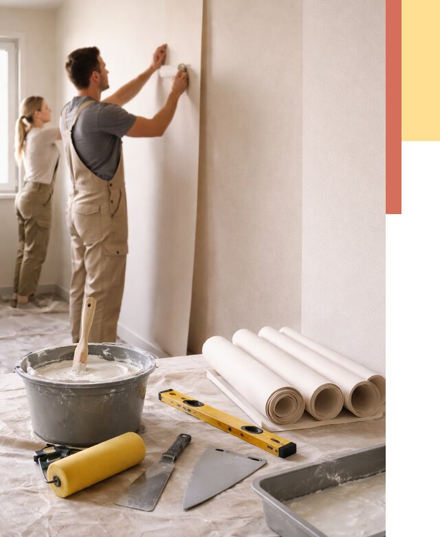 Поклейка бумажных обоев в Муроме от 5616 руб./м2 — быстро и недорого | ОТДЕЛОЧНИК-Мум