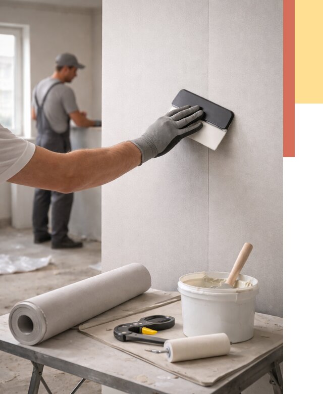 Поклейка обоев под покраску в Муроме от 3574 руб. за м2 | ОТДЕЛОЧНИК-Мум