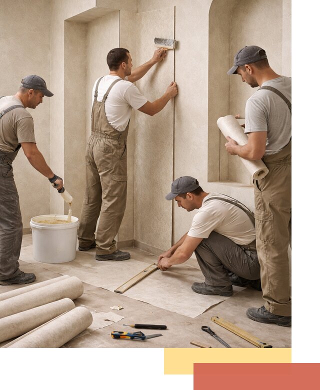 Поклейка обоев на сложные стены и неровные поверхности в Муроме