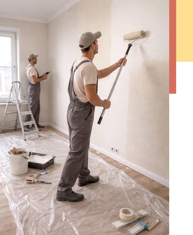 Покраска стен акриловой краской в Муроме от 3574 руб./м² — быстро и недорого | ОТДЕЛОЧНИК-Мум