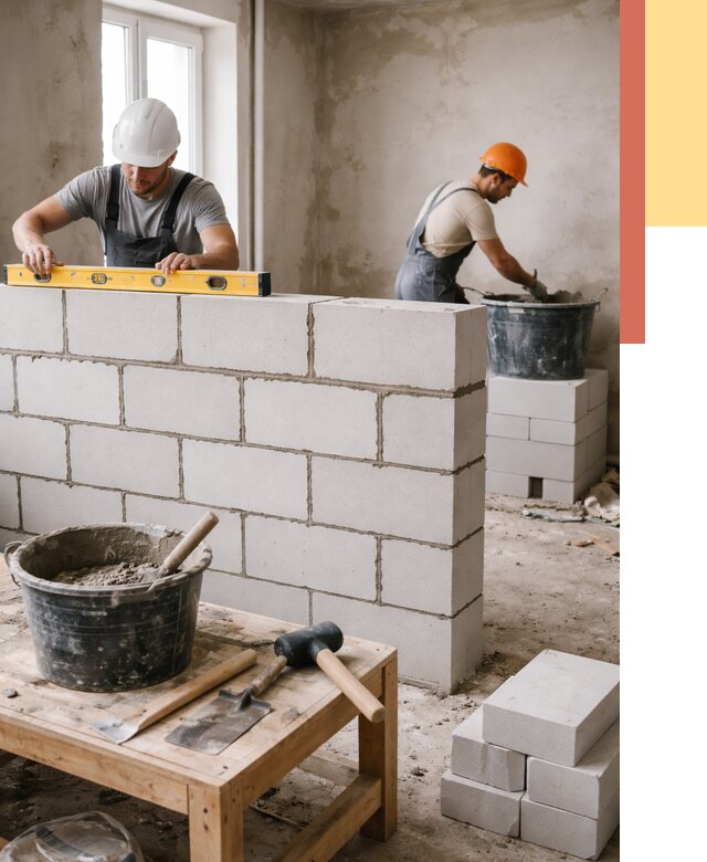 Кладка перегородок из газобетона в Муроме от 3267 руб. под ключ | ОТДЕЛОЧНИК-Мум