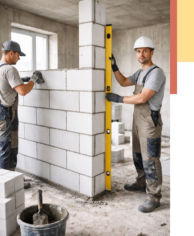 Кладка перегородок из пеноблока в Муроме от 1838 руб. под ключ | ОТДЕЛОЧНИК-Мум