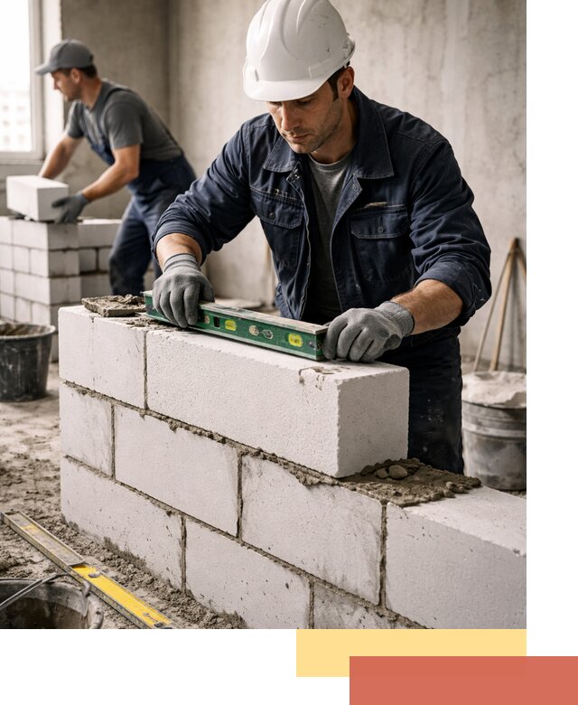 Кладка перегородок из пеноблока под ключ в Муроме