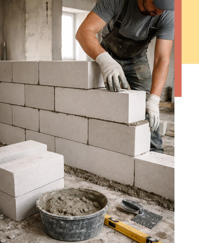 Кладка перегородок из силикатного блока в Муроме от 4084 руб. под ключ | ОТДЕЛОЧНИК-Мум