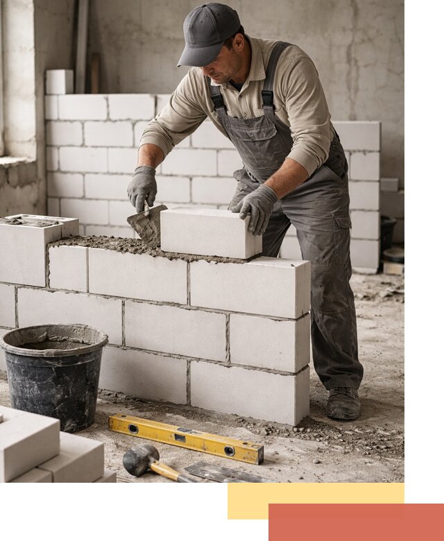 Кладка перегородок из силикатного блока в Муроме