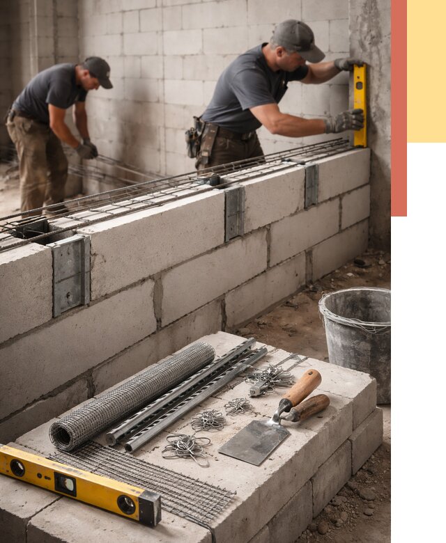 Армирование кладки перегородок в Муроме от 766 руб. под ключ | ОТДЕЛОЧНИК-Мум