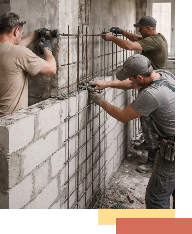 Армирование кладки перегородок в Муроме профессионально и надёжно