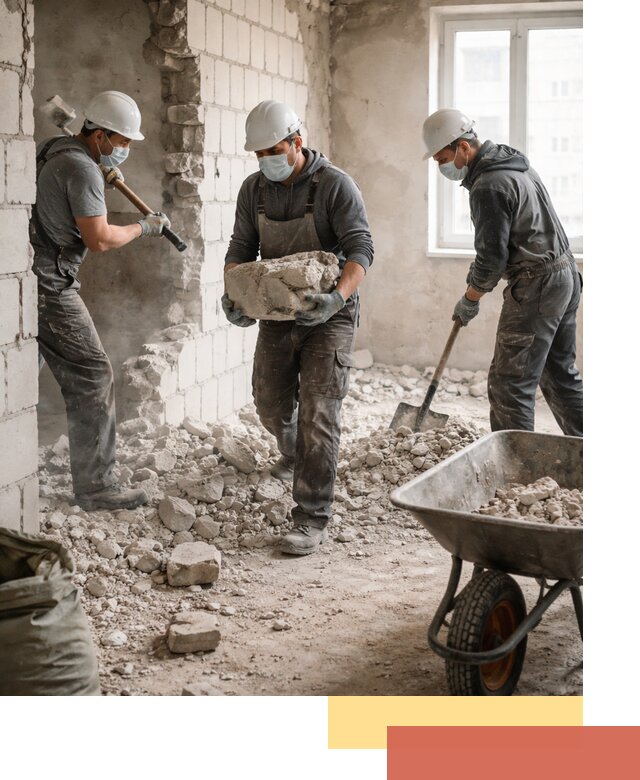 Демонтаж блочных перегородок в Муроме быстро и аккуратно