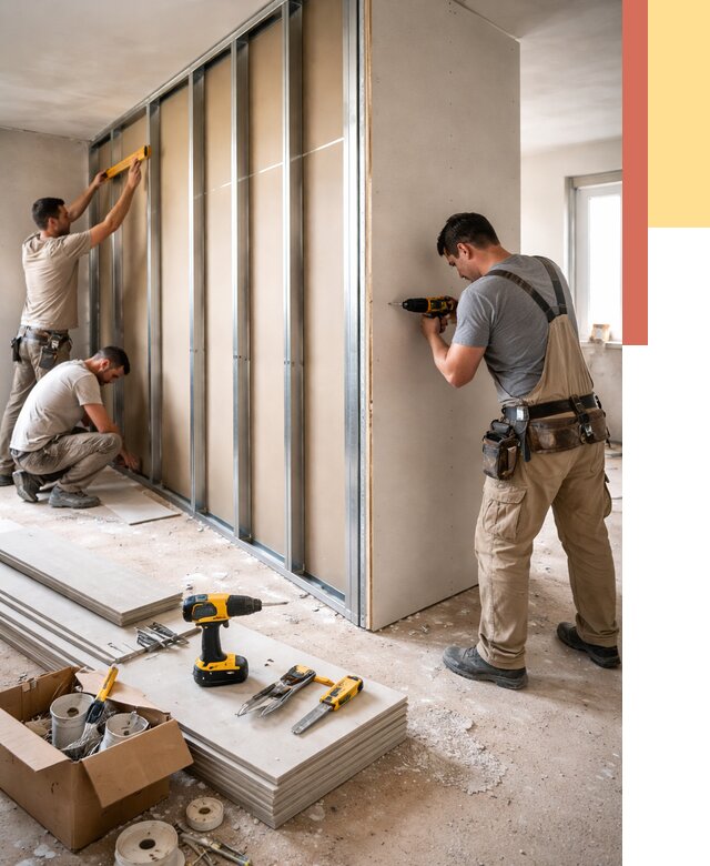 Монтаж однослойной перегородки из гипсокартона в Муроме от 664 руб. | ОТДЕЛОЧНИК-Мум