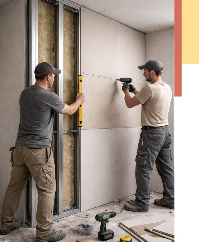 Монтаж двухслойной перегородки из гипсокартона в Муроме от 1480 руб. | ОТДЕЛОЧНИК-Мум