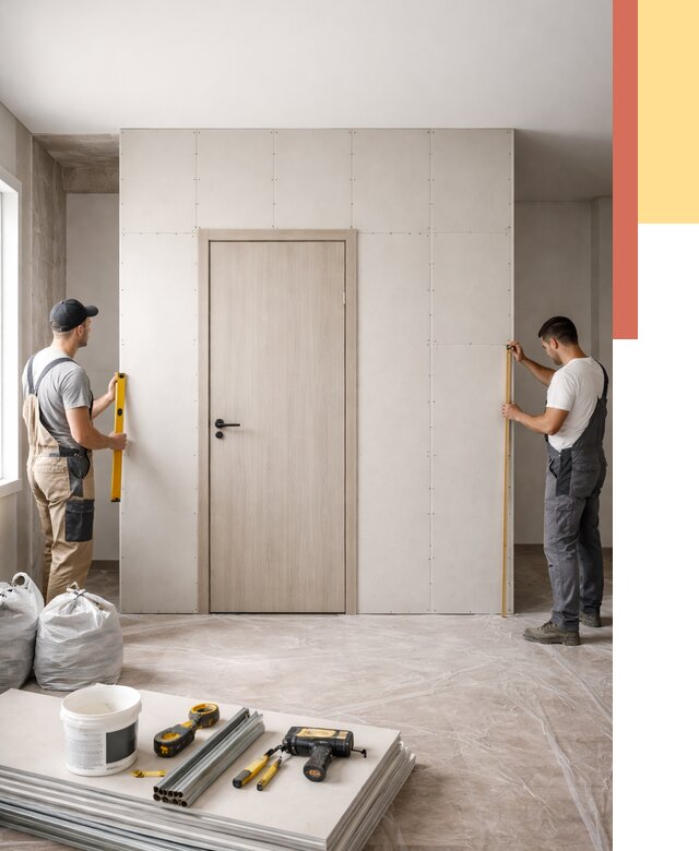 Перегородка из гипсокартона с дверью в Муроме от 4595 руб. под ключ | ОТДЕЛОЧНИК-Мум