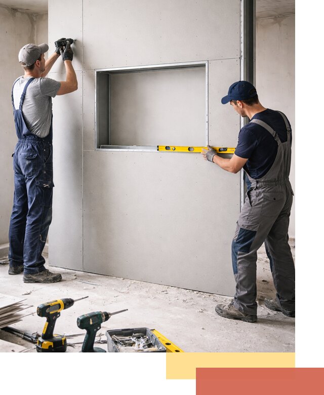 Перегородка из гипсокартона с нишей под декор в Муроме