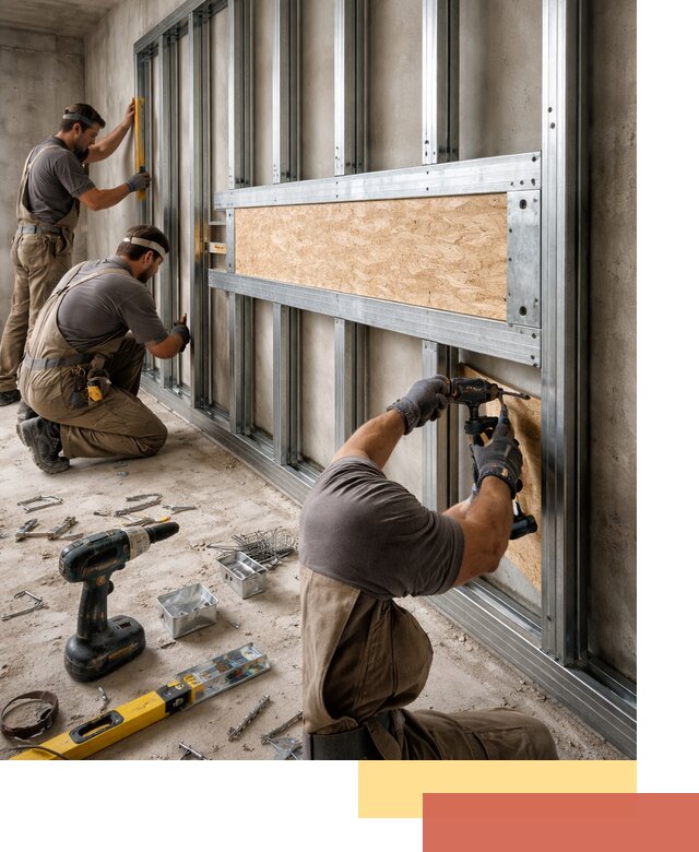 Усиленная перегородка для крепления тяжёлых конструкций в Муроме