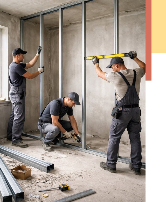 Монтаж каркаса перегородки из профиля в Муроме от 766 руб. | ОТДЕЛОЧНИК-Мум