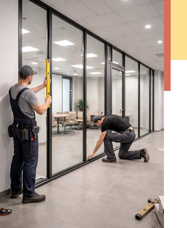 Каркасные стеклянные перегородки в Муроме под ключ от 9393 руб. | ОТДЕЛОЧНИК-Мум