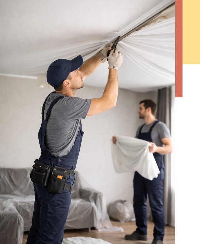 Демонтаж натяжного потолка в Муроме от 4595 руб. — снятие и разбор под ключ | ОТДЕЛОЧНИК-Мум