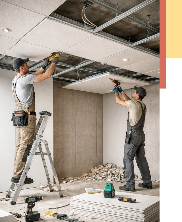 Монтаж акустического потолка в Муроме от 6637 руб/м2 — быстро и недорого | ОТДЕЛОЧНИК-Мум