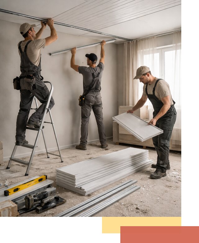 Монтаж потолка из ПВХ панелей в Муроме оперативно и качественно