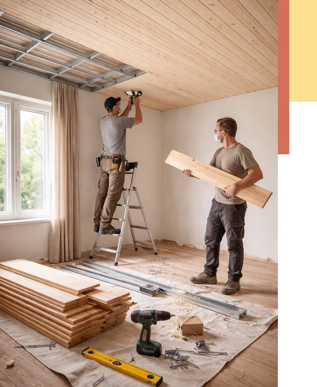 Монтаж потолка из вагонки в Муроме от 6637 руб. | Быстро и недорого — ОТДЕЛОЧНИК-Мум