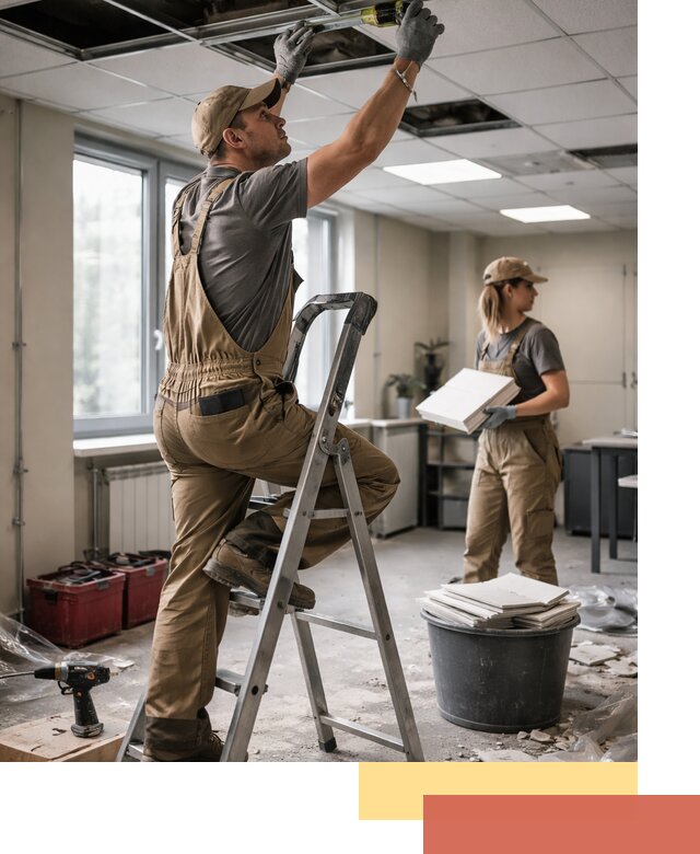 Ремонт потолка Армстронг и замена плит в Муроме