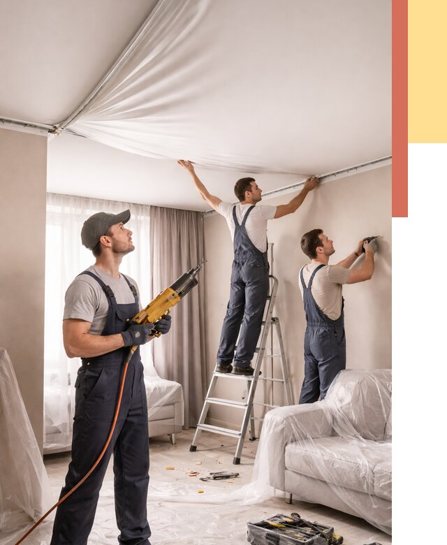 Установка натяжного потолка в Муроме от 4595 руб. | Быстро и недорого — ОТДЕЛОЧНИК-Мум