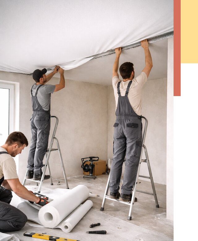 Монтаж тканевого натяжного потолка в Муроме от 3574 руб. под ключ | ОТДЕЛОЧНИК-Мум