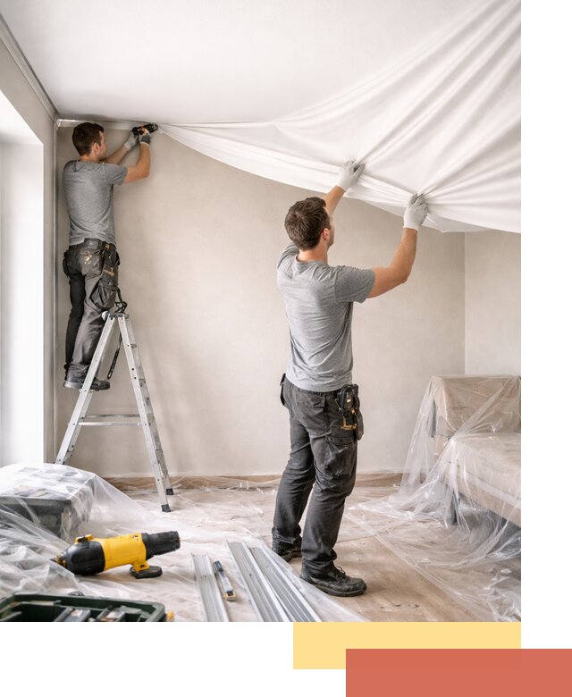 Монтаж тканевого натяжного потолка в Муроме недорого и быстро