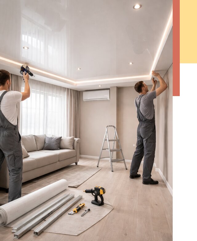 Монтаж глянцевого натяжного потолка в Муроме от 766 руб. под ключ | ОТДЕЛОЧНИК-Мум