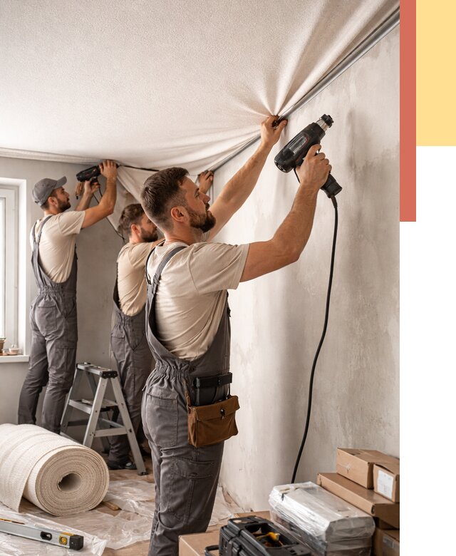 Монтаж фактурного натяжного потолка в Муроме от 766 руб. — ОТДЕЛОЧНИК-Мум