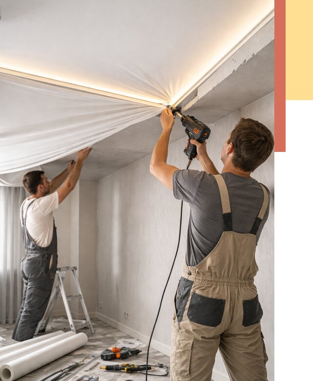 Монтаж натяжного потолка с подсветкой в Муроме от 970 руб. | ОТДЕЛОЧНИК-Мум