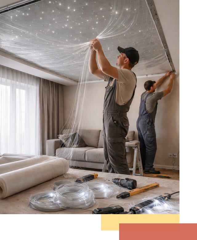 Монтаж натяжного потолка «Звездное небо» в Муроме