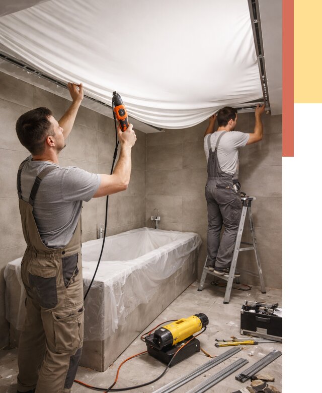 Монтаж натяжного потолка в ванной в Муроме от 1225 руб. под ключ | ОТДЕЛОЧНИК-Мум