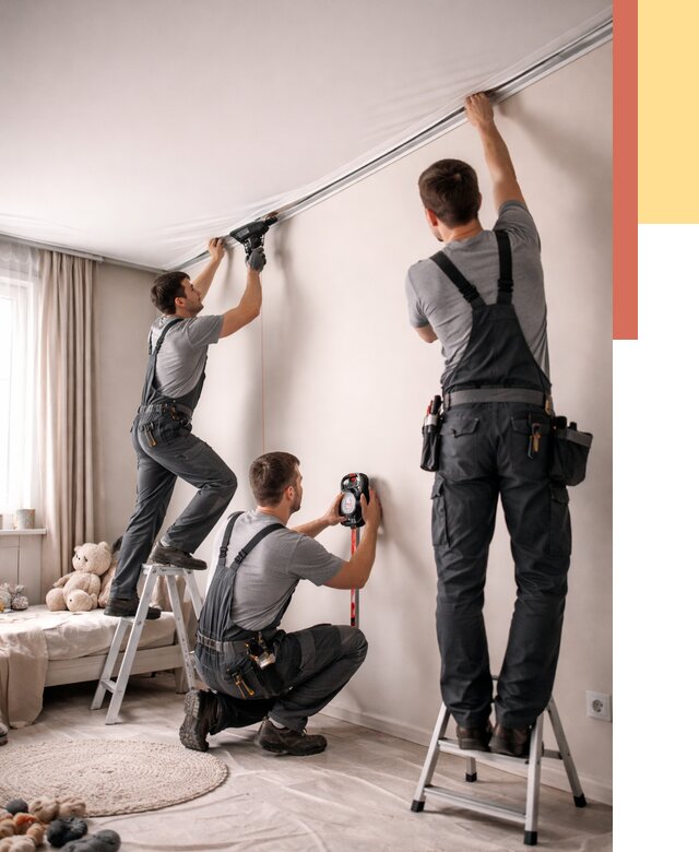 Монтаж натяжного потолка в детской в Муроме от 3574 руб. — быстро и недорого | ОТДЕЛОЧНИК-Мум