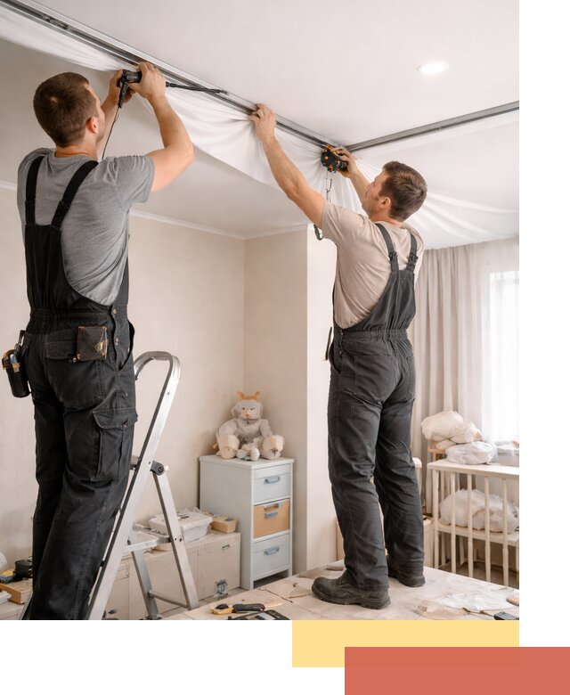 Монтаж натяжного потолка в детской комнате в Муроме