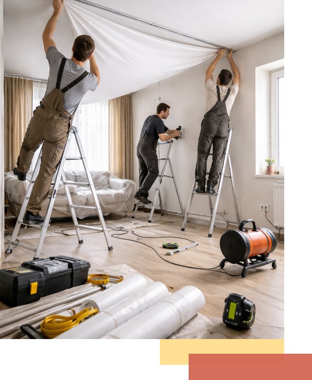 Монтаж натяжного потолка в гостиной в Муроме