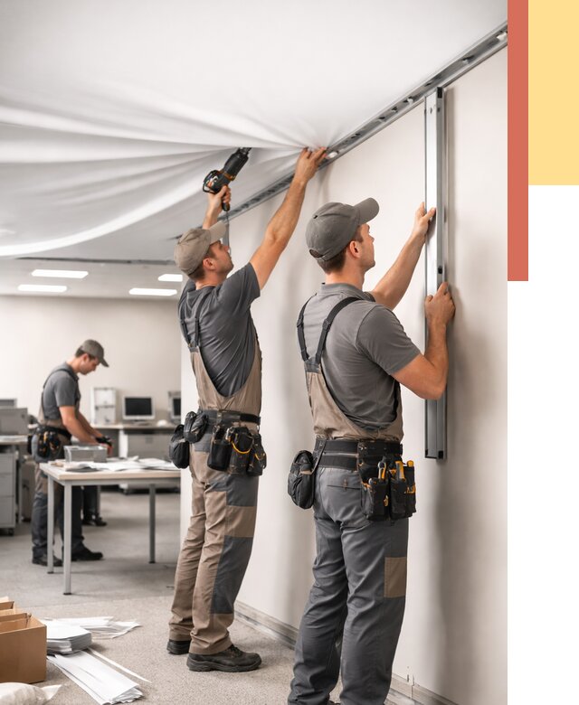 Монтаж натяжного потолка в офисе в Муроме от 459 руб/м² — быстро и недорого | ОТДЕЛОЧНИК-Мум