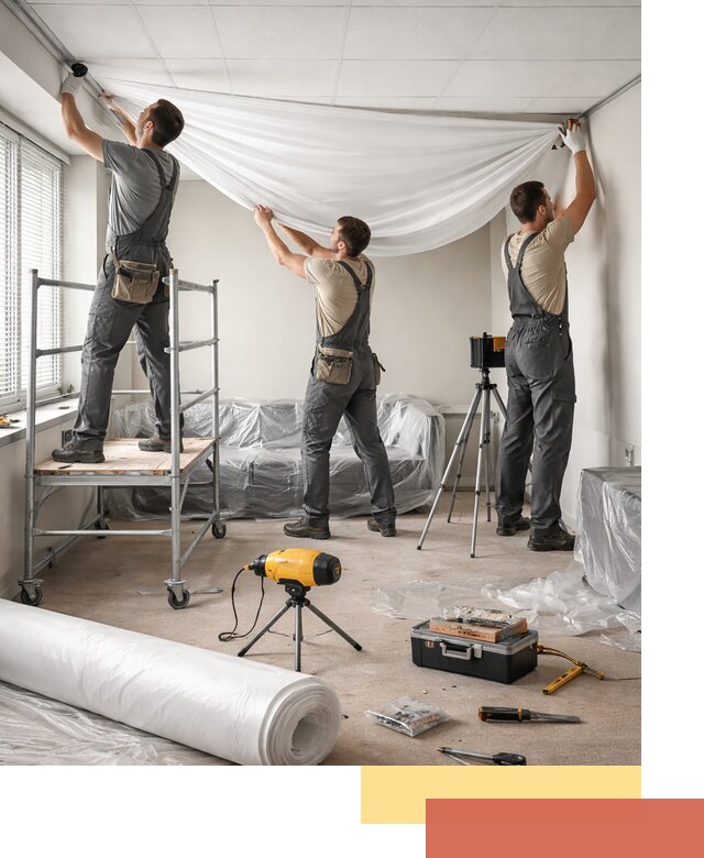 Монтаж натяжного потолка в офисе в Муроме