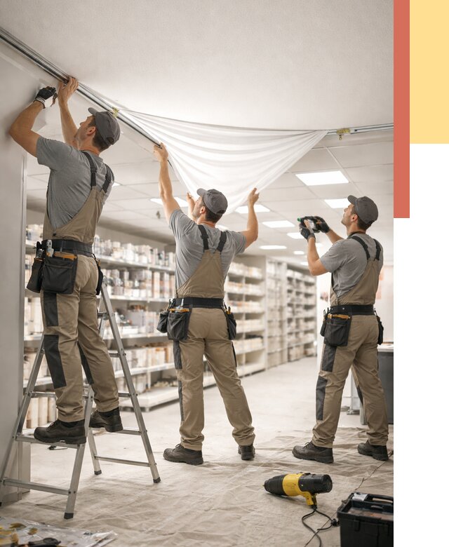Монтаж натяжного потолка в магазине в Муроме от 4595 руб. быстро и недорого | ОТДЕЛОЧНИК-Мум