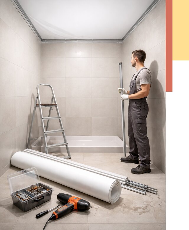 Монтаж натяжного потолка в санузле в Муроме от 1889 руб. — ОТДЕЛОЧНИК-Мум