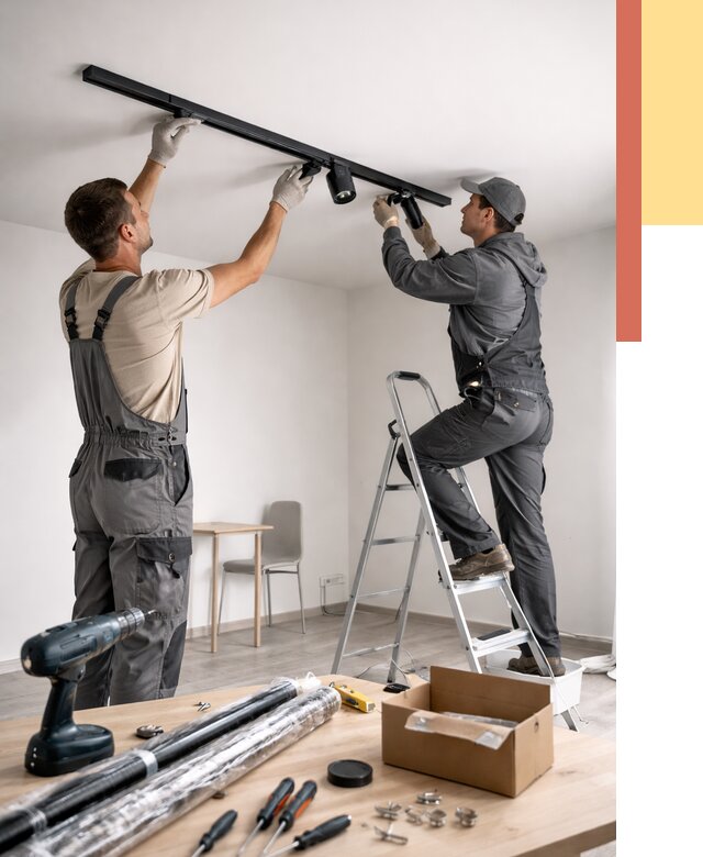 Установка трековых светильников в натяжной потолок в Муроме от 4288 руб. | ОТДЕЛОЧНИК-Мум