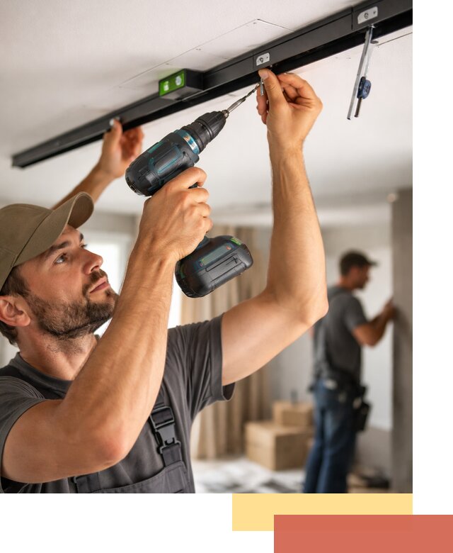 Установка трековых светильников в натяжной потолок в Муроме