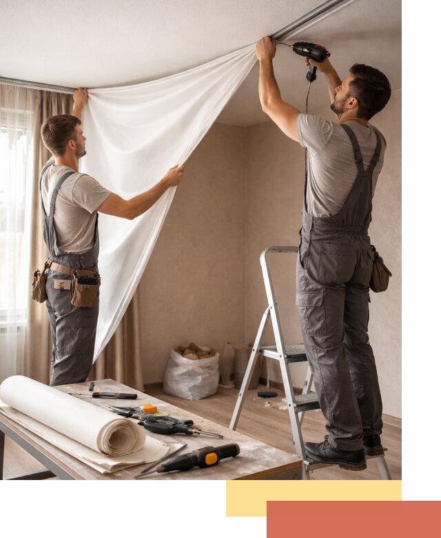 Замена полотна натяжного потолка в Муроме быстро и качественно