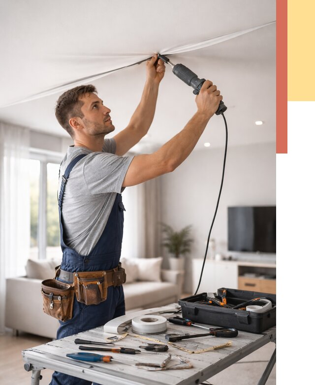 Ремонт натяжных потолков в Муроме от 9700 руб. под ключ — ОТДЕЛОЧНИК-Мум