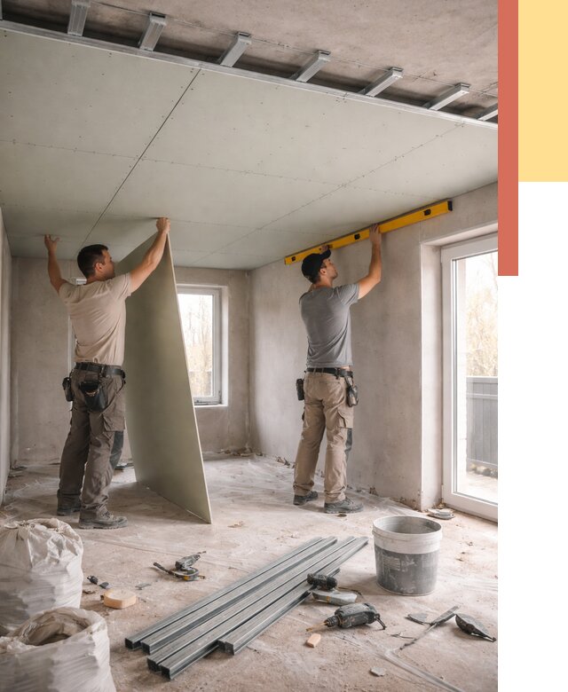 Одноуровневый потолок из гипсокартона в Муроме от 766 руб. — монтаж под ключ | ОТДЕЛОЧНИК-Мум